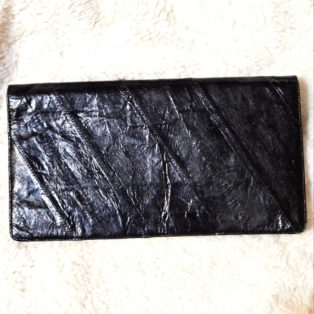 EUC Classic Black Eelskin Embossed Wallet